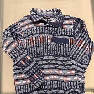 Patagonia Navy and Orange Patterned Fleece